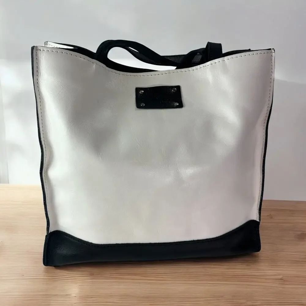 Patricia Nash Colorblock Toscano Large Tote Bag Black Ivory Handbag *No Tassels - Picture 2 of 16